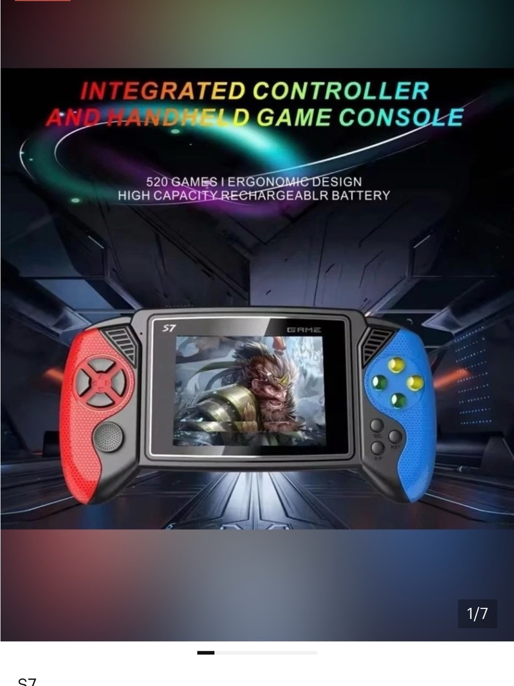 S7 Handheld Game Console 620 Built-in Games AV Out Rechargeable Retro NIB